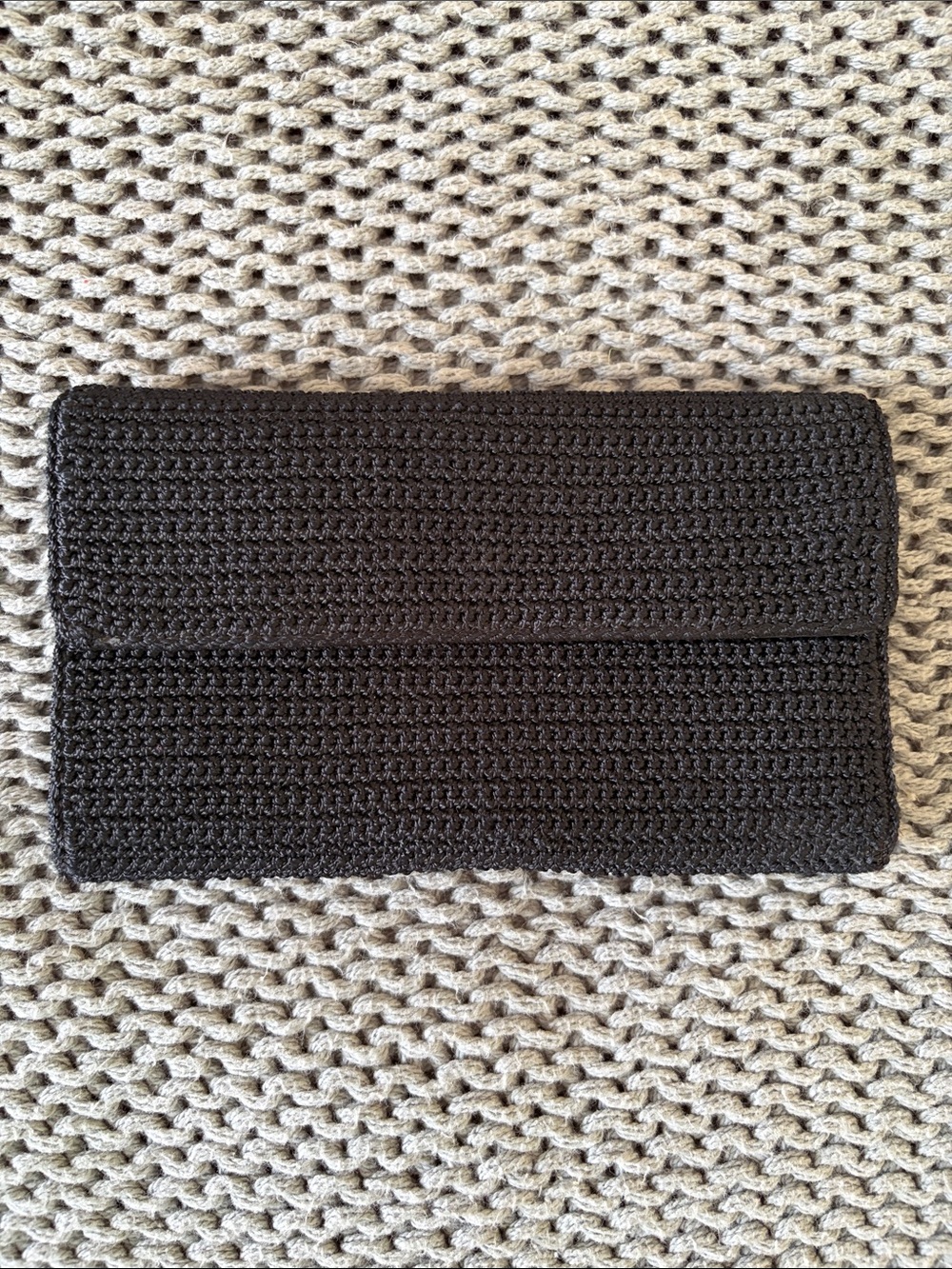 The Sak Black Crochet Detail Fold-Over Clutch